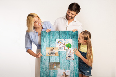 Kurk bedrukken zonnige blauwe houten planken op de achtergrond