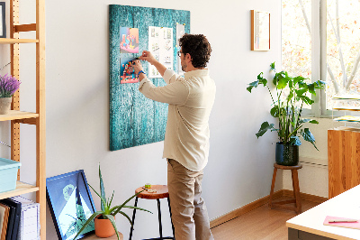 Kurk bedrukken zonnige blauwe houten planken op de achtergrond