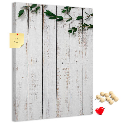 Kurken memobord rustieke planken met delicate takken