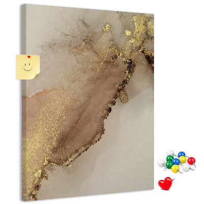 Memobord van kurk met abstract patroon en gouden accenten