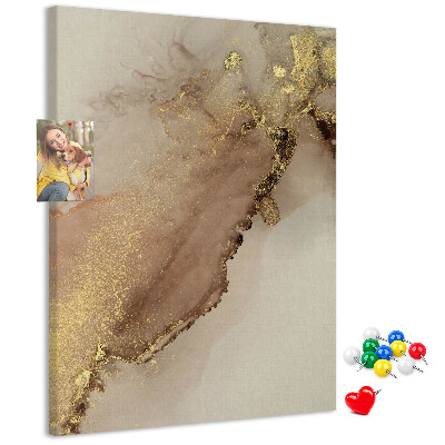 Memobord van kurk met abstract patroon en gouden accenten
