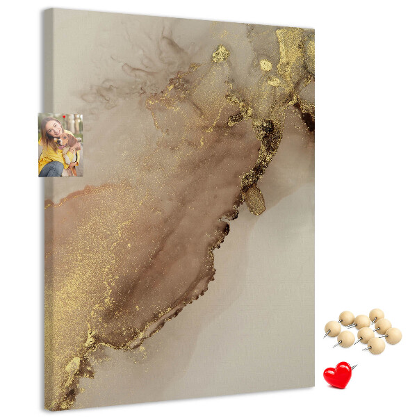 Memobord van kurk met abstract patroon en gouden accenten