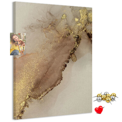 Memobord van kurk met abstract patroon en gouden accenten