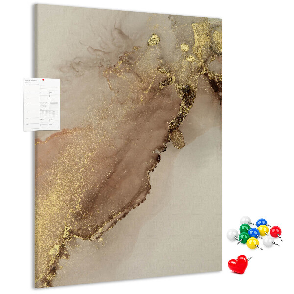 Memobord van kurk met abstract patroon en gouden accenten