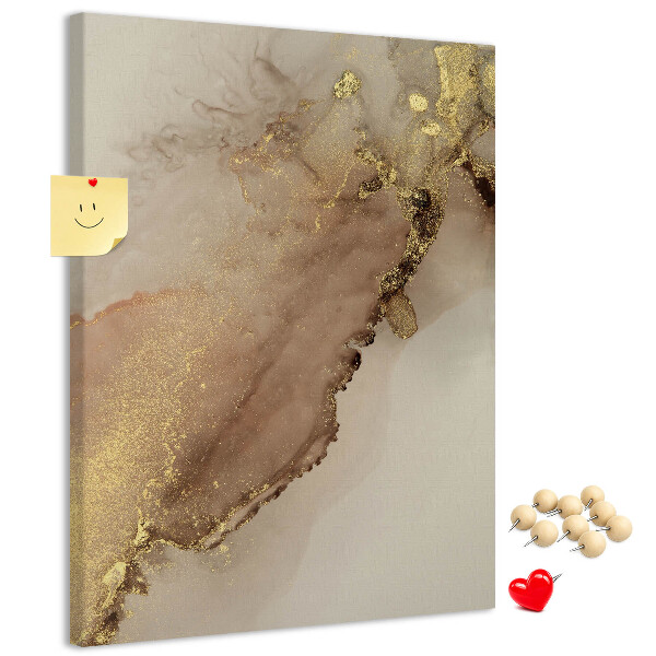 Memobord van kurk met abstract patroon en gouden accenten