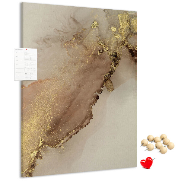 Memobord van kurk met abstract patroon en gouden accenten