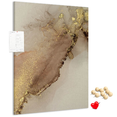 Memobord van kurk met abstract patroon en gouden accenten