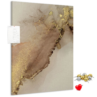 Memobord van kurk met abstract patroon en gouden accenten