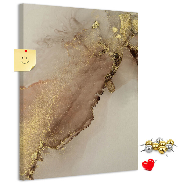 Memobord van kurk met abstract patroon en gouden accenten