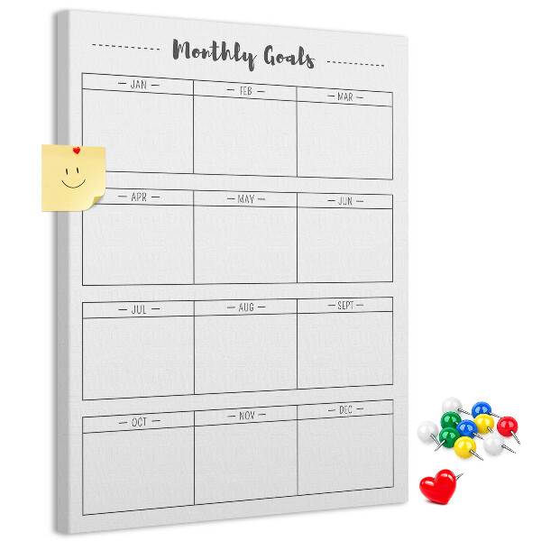 Maandelijkse doelenplanner voor organisaties met kurkbedrukking