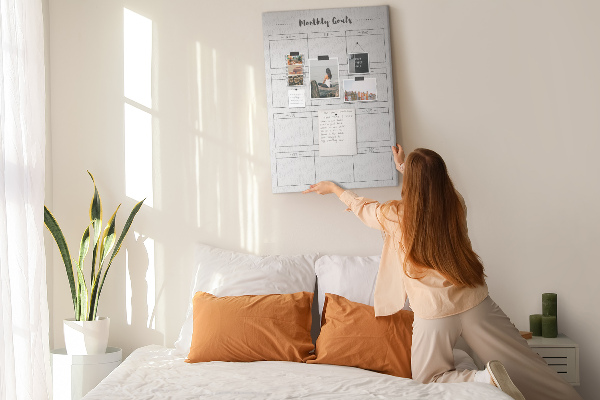 Maandelijkse doelenplanner voor organisaties met kurkbedrukking