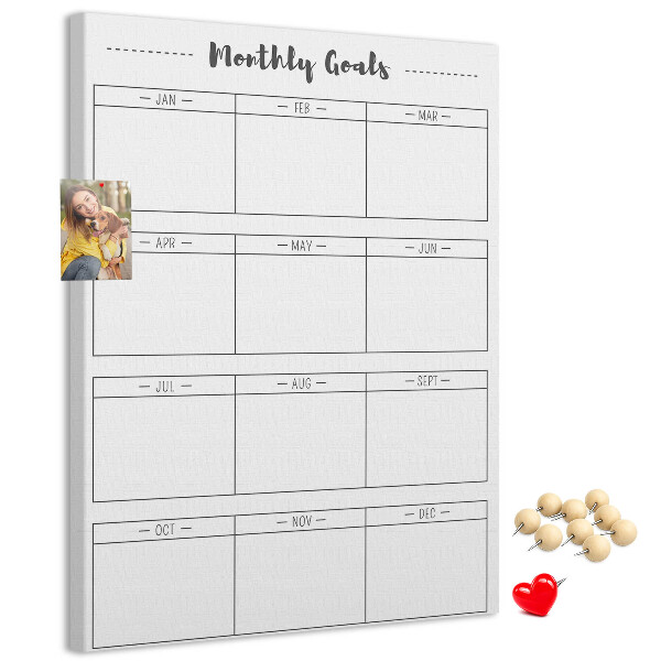 Maandelijkse doelenplanner voor organisaties met kurkbedrukking