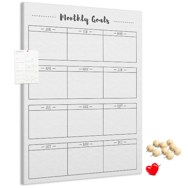 Maandelijkse doelenplanner voor organisaties met kurkbedrukking