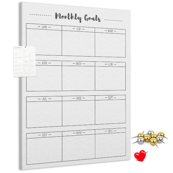 Maandelijkse doelenplanner voor organisaties met kurkbedrukking