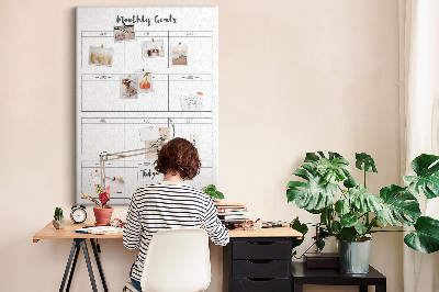 Maandelijkse doelenplanner voor organisaties met kurkbedrukking