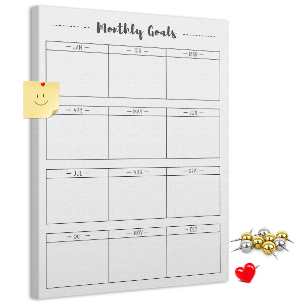 Maandelijkse doelenplanner voor organisaties met kurkbedrukking