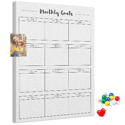 Maandelijkse doelenplanner voor organisaties met kurkbedrukking