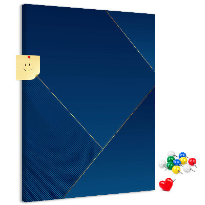 Memobord van kurk met modern design in blauwe tinten