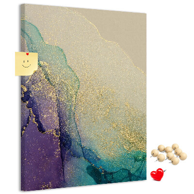 Kurken prikbord met abstract patroon en paarse accenten