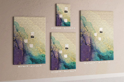 Kurken prikbord met abstract patroon en paarse accenten