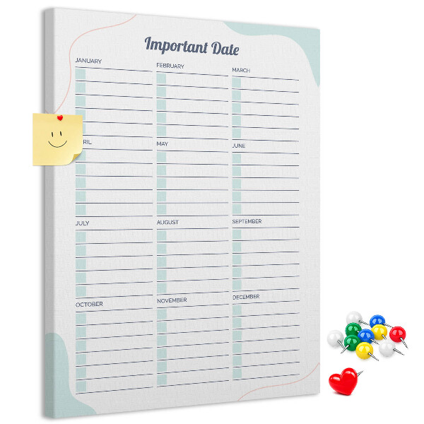 Kurk memobord maandplanner met kleurrijke accenten