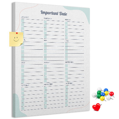 Kurk memobord maandplanner met kleurrijke accenten