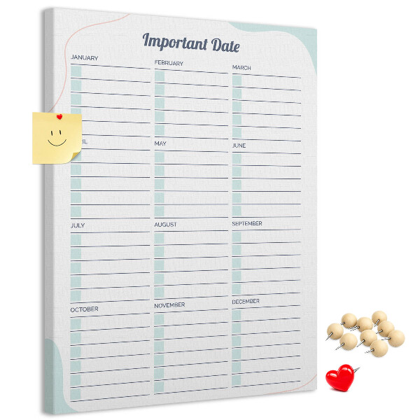 Kurk memobord maandplanner met kleurrijke accenten
