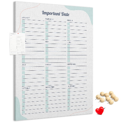 Kurk memobord maandplanner met kleurrijke accenten