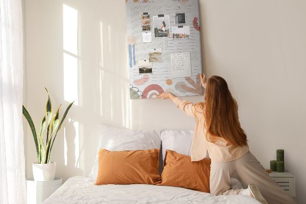 Bedrukte kurk planner met abstracte vormen
