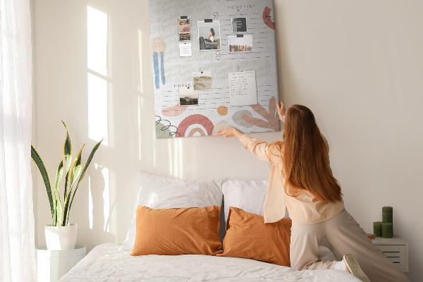 Bedrukte kurk planner met abstracte vormen