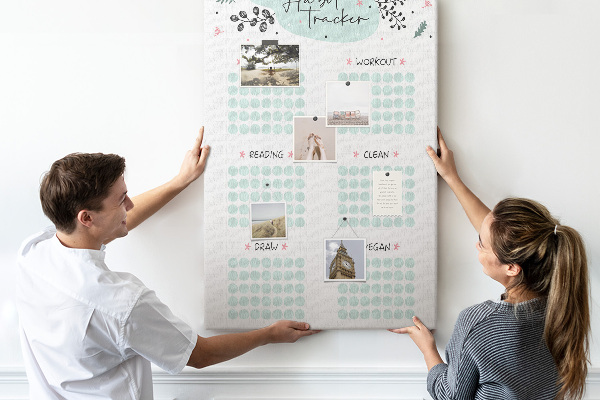 Kurken prikbord minimalistische gewoonteregistratie