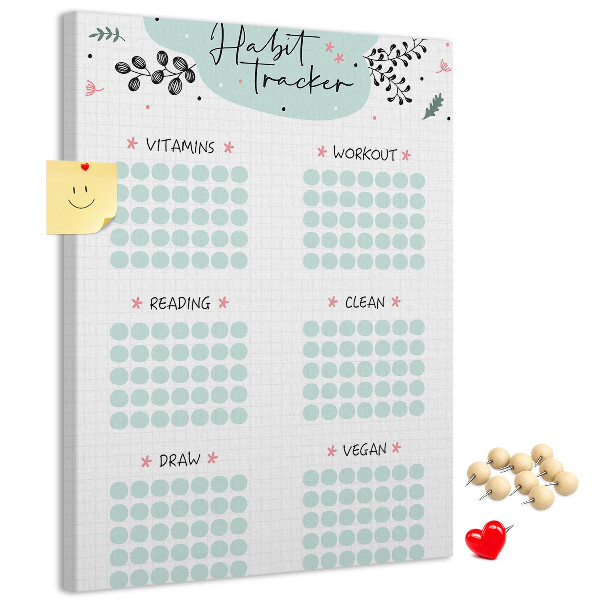 Kurken prikbord minimalistische gewoonteregistratie