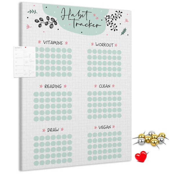 Kurken prikbord minimalistische gewoonteregistratie