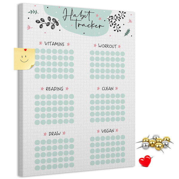 Kurken prikbord minimalistische gewoonteregistratie