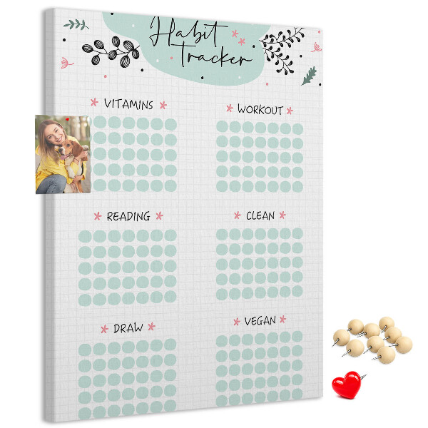 Kurken prikbord minimalistische gewoonteregistratie