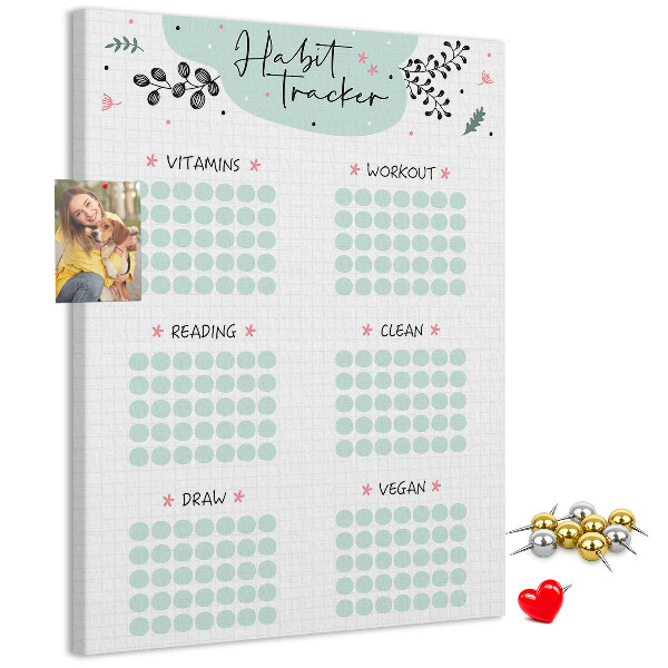 Kurken prikbord minimalistische gewoonteregistratie