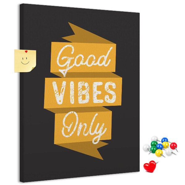Kurk bedrukken met positieve vibes op een donkere achtergrond