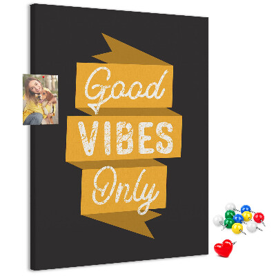 Kurk bedrukken met positieve vibes op een donkere achtergrond