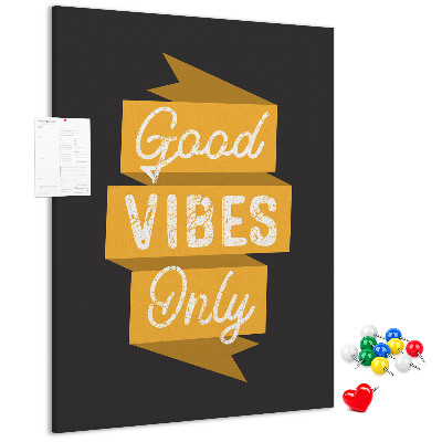 Kurk bedrukken met positieve vibes op een donkere achtergrond