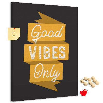 Kurk bedrukken met positieve vibes op een donkere achtergrond