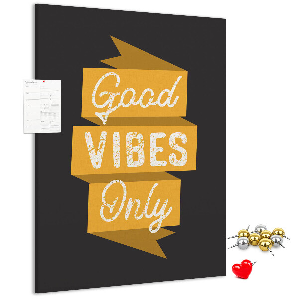 Kurk bedrukken met positieve vibes op een donkere achtergrond