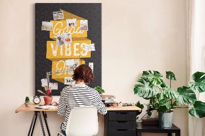 Kurk bedrukken met positieve vibes op een donkere achtergrond