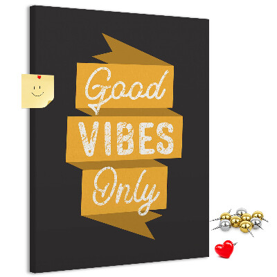 Kurk bedrukken met positieve vibes op een donkere achtergrond