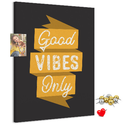 Kurk bedrukken met positieve vibes op een donkere achtergrond