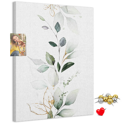 Memobord van kurk met fijne blaadjes in verschillende tinten groen