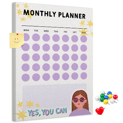 Kurk bedrukken maandplanner met gekleurde stippen