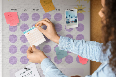Kurk bedrukken maandplanner met gekleurde stippen