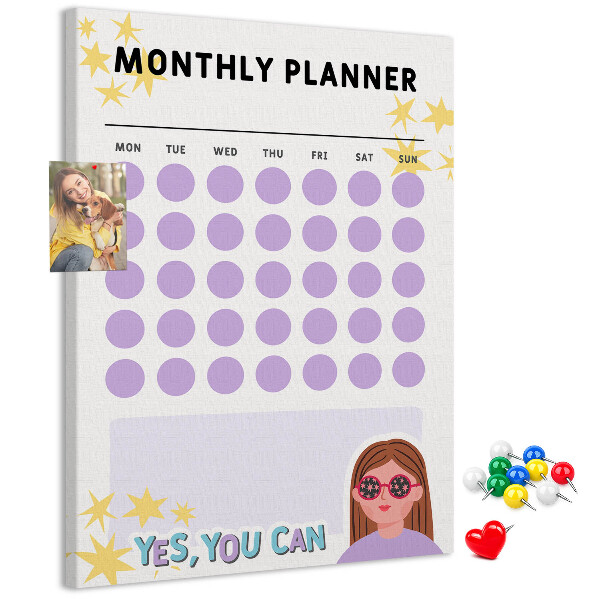 Kurk bedrukken maandplanner met gekleurde stippen