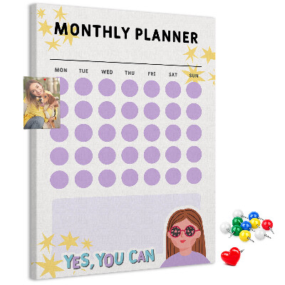 Kurk bedrukken maandplanner met gekleurde stippen