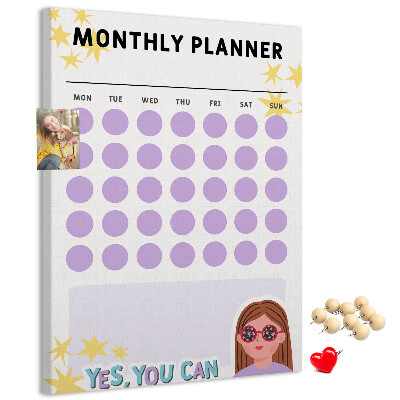 Kurk bedrukken maandplanner met gekleurde stippen
